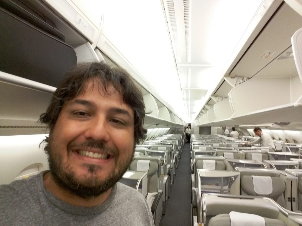 Me on an almost empty plane
