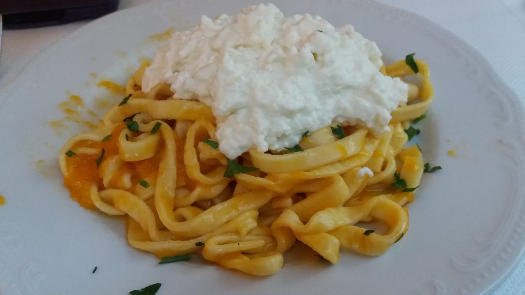 Tagliatelle Zucca e Ricotta (Tagliatelle with Pumpkin & Fresh Ricotta)