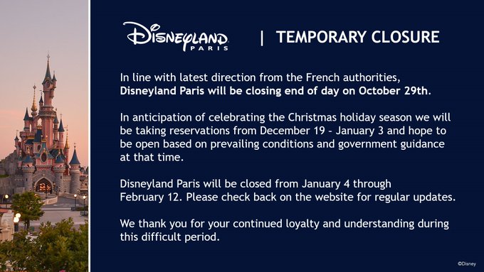 Temporary closure of Disneyland Paris